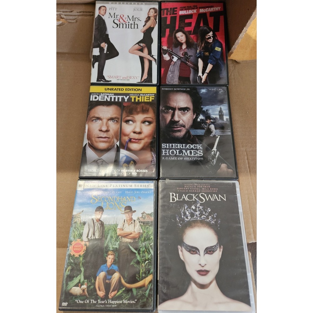 DVD Movie Lot Black‎ Swan Sherlock Holmes Mr & Mrs Smith The Heat + More